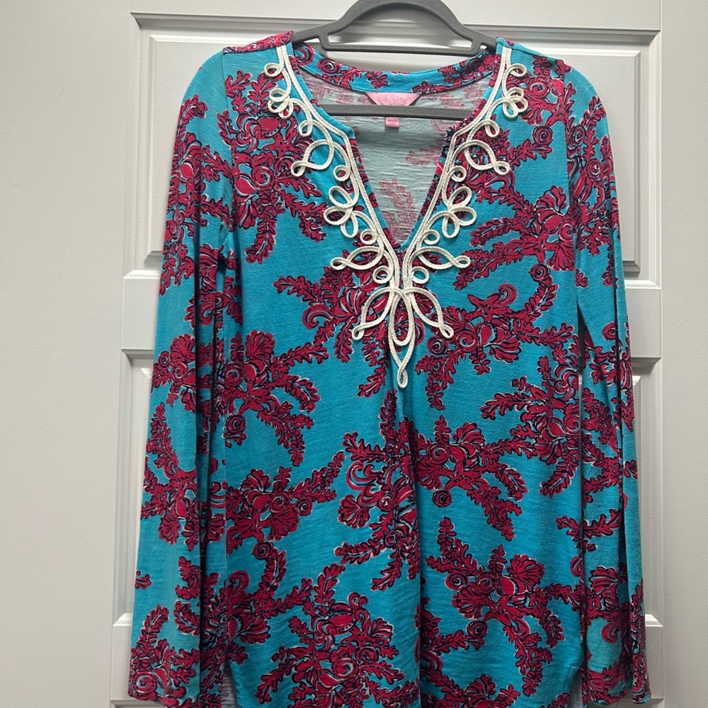 Floral Teal and Red Women's Top